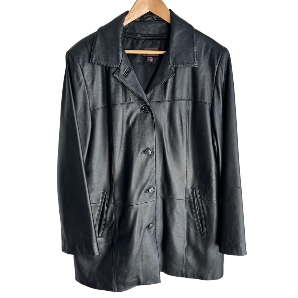 Danier Buttery Soft Leather Jacket Womens XL Black Zip Out Liner Classic Coat